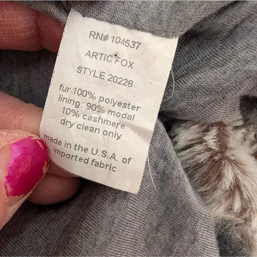 Burning Torch Arctic Fox Faux Fur Vest Gray Open Front Small